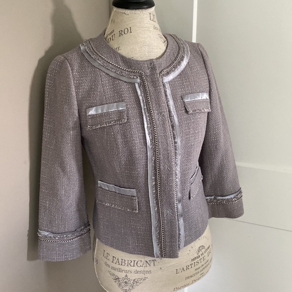 Halogen silver tweed cropped blazer size small - Picture 2 of 5